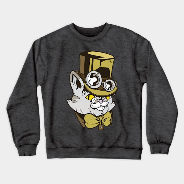 Steampunk Cat Crewneck Sweatshirt by AJ techDesigns